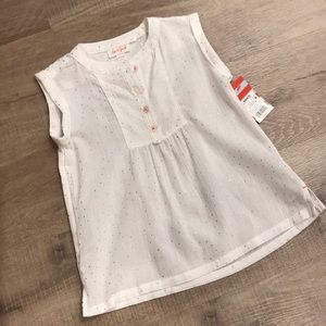 Size 4/5 Girls Cat & Jack White Top w/ Gold - NWT